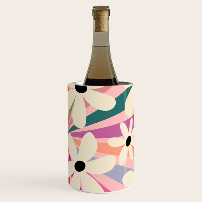 Retro Psychedelic Daisy Flower - Rainbow Color Wine Chiller Gallery Image 3