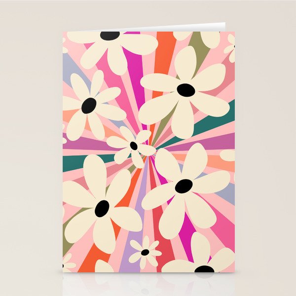 Retro Psychedelic Daisy Flower - Rainbow Color Stationery Card Gallery Image 2
