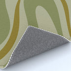 Retro Fantasy Swirl Abstract in Vintage Olive Green Celadon Orange Rug Gallery Image 4