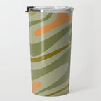 Retro Fantasy Swirl Abstract in Vintage Olive Green Celadon Orange Travel Mug Gallery Image 3