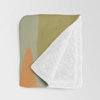 Retro Fantasy Swirl Abstract in Vintage Olive Green Celadon Orange Throw Blanket Gallery Image 3