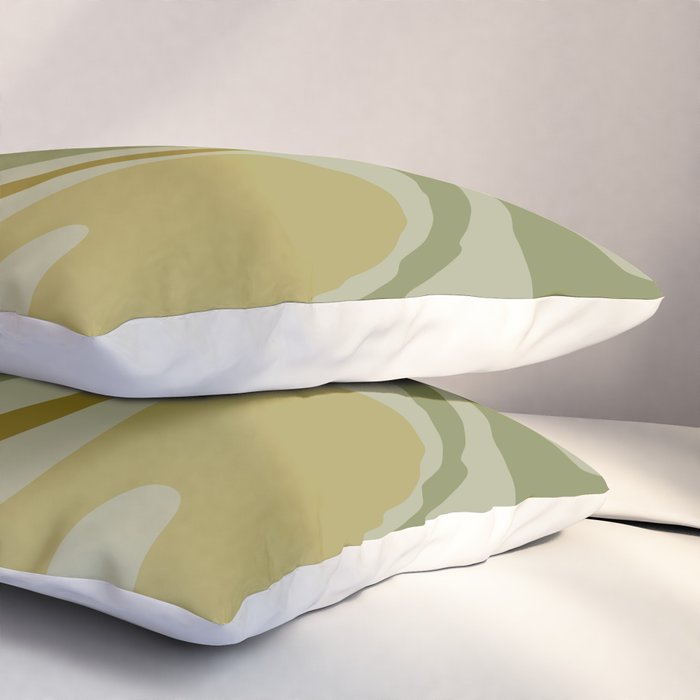 Retro Fantasy Swirl Abstract in Vintage Olive Green Celadon Orange Pillow Sham Gallery Image 3