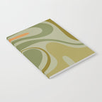 Retro Fantasy Swirl Abstract in Vintage Olive Green Celadon Orange Notebook Gallery Image 2