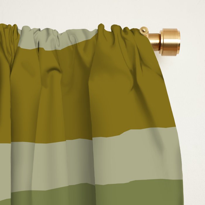 Retro Fantasy Swirl Abstract in Vintage Olive Green Celadon Orange Window Curtain Gallery Image 2