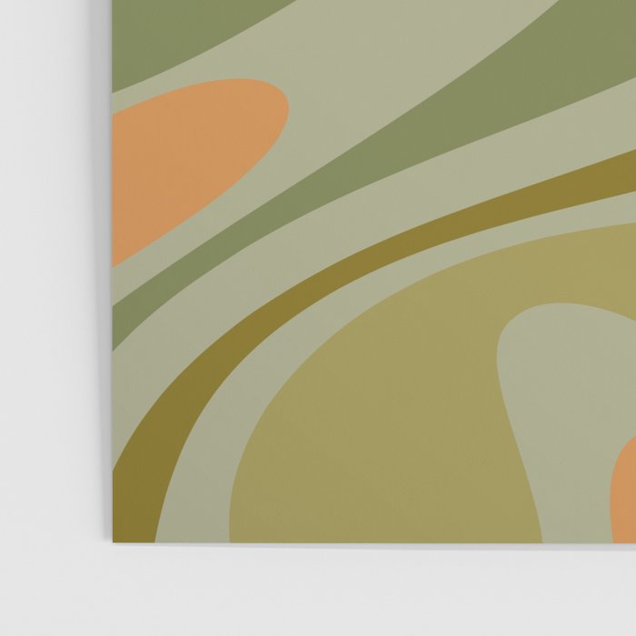 Retro Fantasy Swirl Abstract in Vintage Olive Green Celadon Orange Poster Gallery Image 3