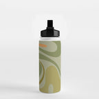Retro Fantasy Swirl Abstract in Vintage Olive Green Celadon Orange Water Bottle Gallery Image 2