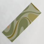 Retro Fantasy Swirl Abstract in Vintage Olive Green Celadon Orange Yoga Mat Gallery Image 1