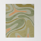 Retro Fantasy Swirl Abstract in Vintage Olive Green Celadon Orange Throw Blanket Gallery Image 2