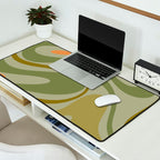 Retro Fantasy Swirl Abstract in Vintage Olive Green Celadon Orange Desk Mat Gallery Image 2