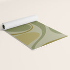 Retro Fantasy Swirl Abstract in Vintage Olive Green Celadon Orange Yoga Mat Gallery Image 2