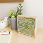 Retro Fantasy Swirl Abstract in Vintage Olive Green Celadon Orange Mini Art Print Gallery Image 2