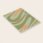 Retro Fantasy Swirl Abstract in Vintage Olive Green Celadon Orange Notebook Gallery Image 3