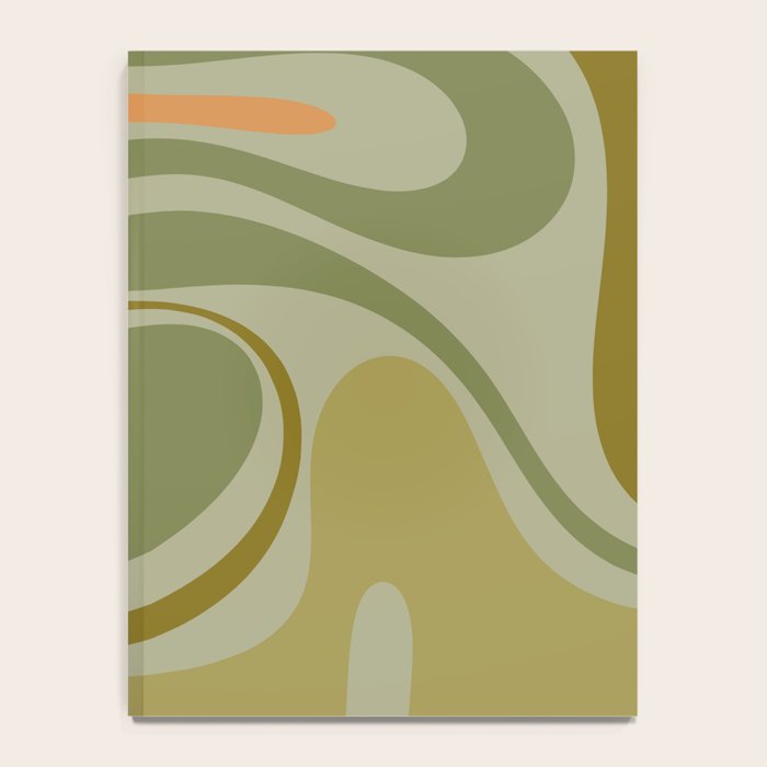 Retro Fantasy Swirl Abstract in Vintage Olive Green Celadon Orange Notebook Gallery Image 4