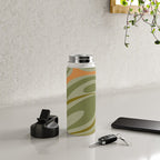 Retro Fantasy Swirl Abstract in Vintage Olive Green Celadon Orange Water Bottle Gallery Image 4