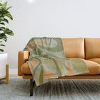 Retro Fantasy Swirl Abstract in Vintage Olive Green Celadon Orange Throw Blanket Gallery Image 1