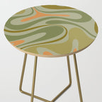 Retro Fantasy Swirl Abstract in Vintage Olive Green Celadon Orange Side Table Gallery Image 2