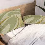 Retro Fantasy Swirl Abstract in Vintage Olive Green Celadon Orange Pillow Sham Gallery Image 2