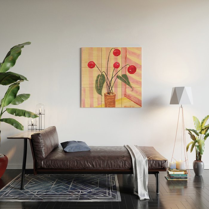 Flowers in a vase 1 Wood Wall Art Gallery Image 2
