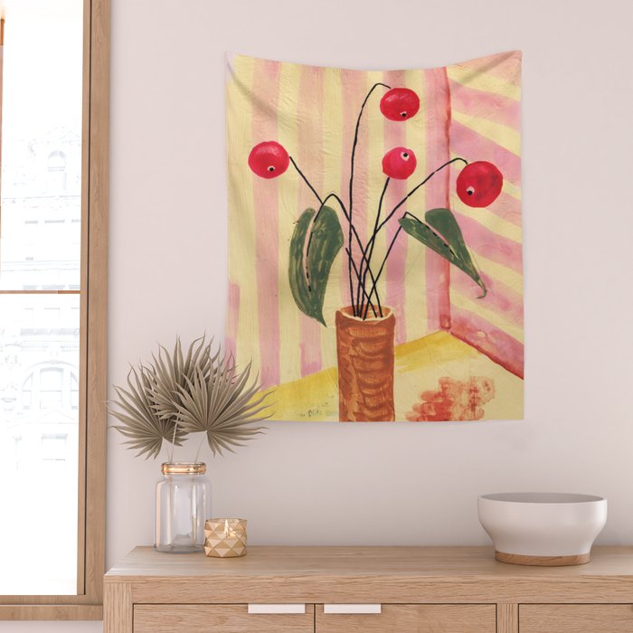 Flowers in a vase 1 Wall Tapestry Gallery Image 2