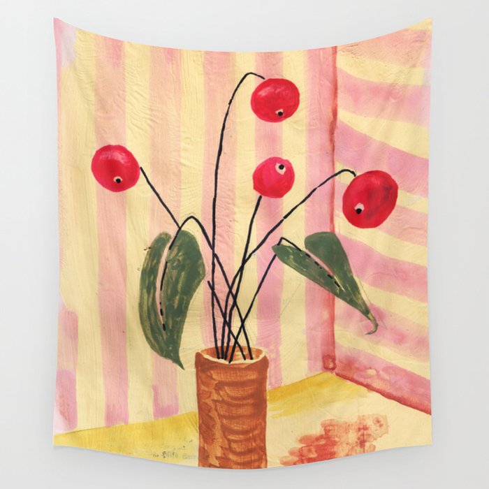 Flowers in a vase 1 Wall Tapestry Gallery Image 4