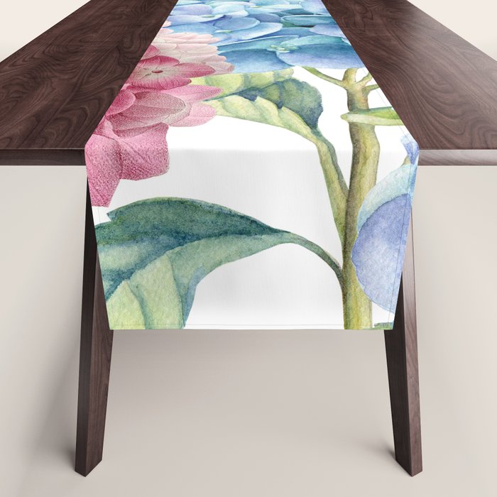 Pink Blue Hydrangea Table Runner Gallery Image 1
