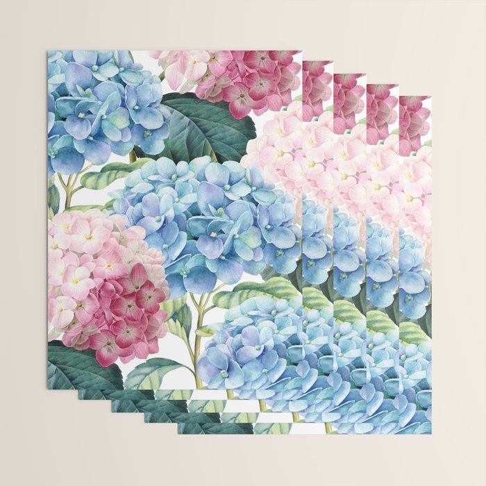 Pink Blue Hydrangea Wrapping Paper Gallery Image 3