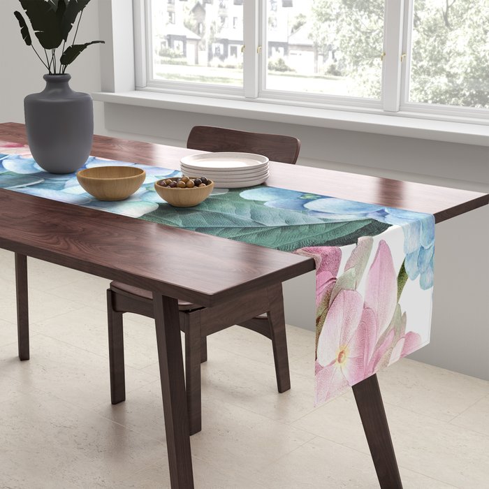 Pink Blue Hydrangea Table Runner Gallery Image 2