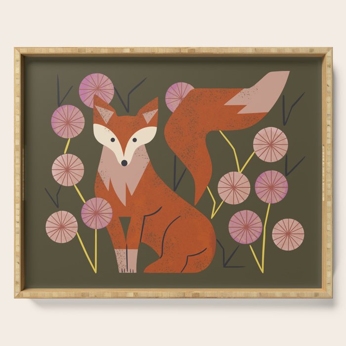 Shy Fox and Wildflowers Serving Tray Gallery Image 1