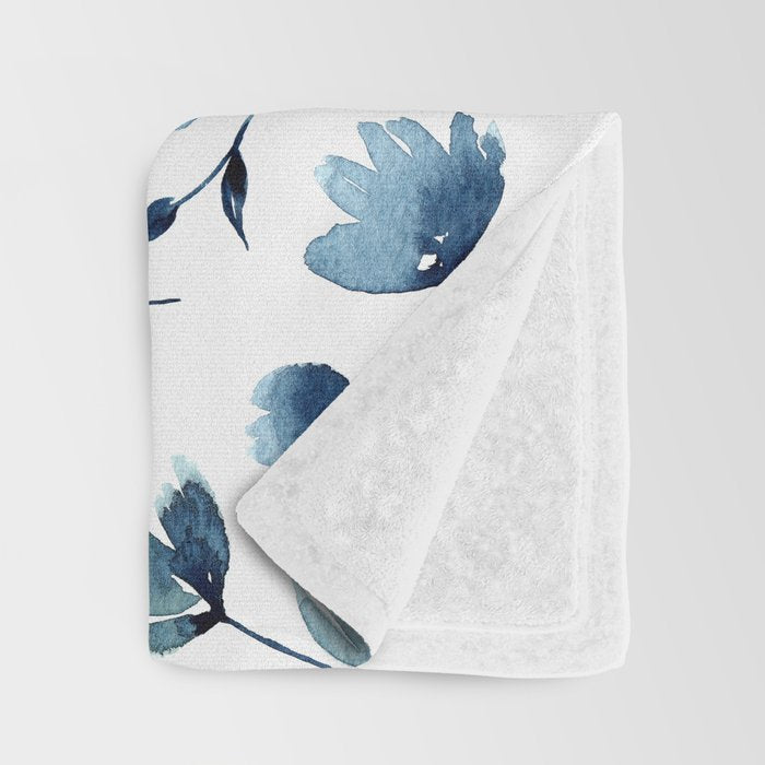 Blue flowers | Watercolor Pattern Throw Blanket Gallery Image 3