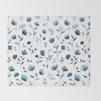 Blue flowers | Watercolor Pattern Throw Blanket Gallery Image 2