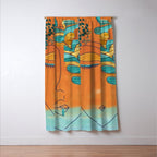 Monoline Woman Gilded Flowers Window Curtain Gallery Image 3