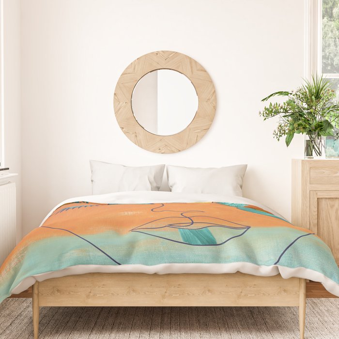 Monoline Woman Gilded Flowers Duvet Cover Gallery Image 3