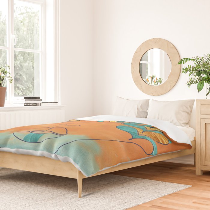 Monoline Woman Gilded Flowers Duvet Cover Gallery Image 2