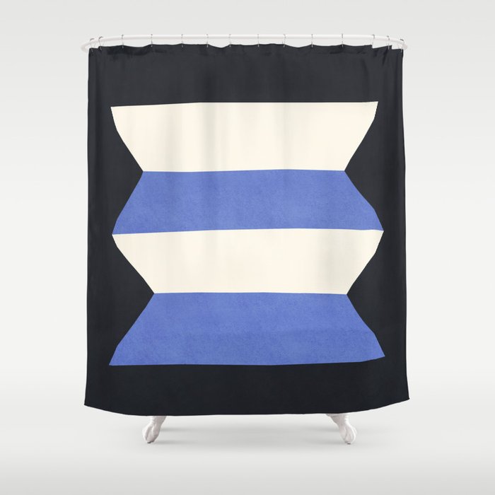 Geometric Vase - White Blue on Dark Shower Curtain Gallery Image 1