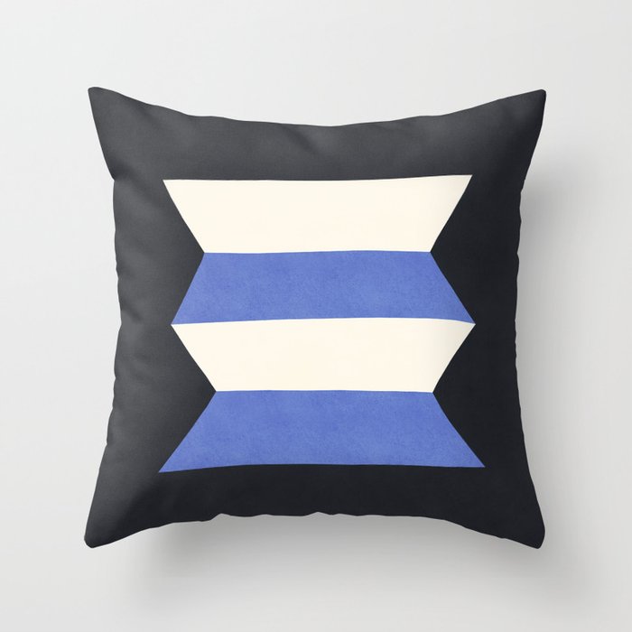 Geometric Vase - White Blue on Dark Throw Pillow Gallery Image 1