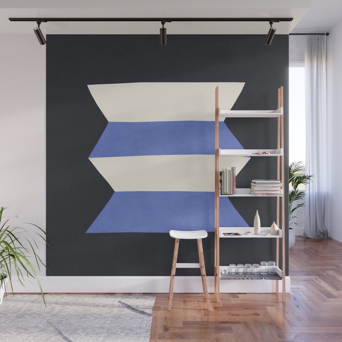 Geometric Vase - White Blue on Dark Wall Mural Gallery Image 1