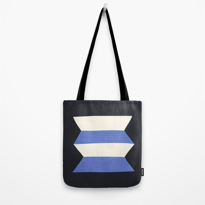 Geometric Vase - White Blue on Dark Tote Bag Gallery Image 2