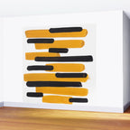Mid Century Abstract Black & Yellow Fun Pattern Mustard Striped Primitive Stripes Wall Mural Gallery Image 2