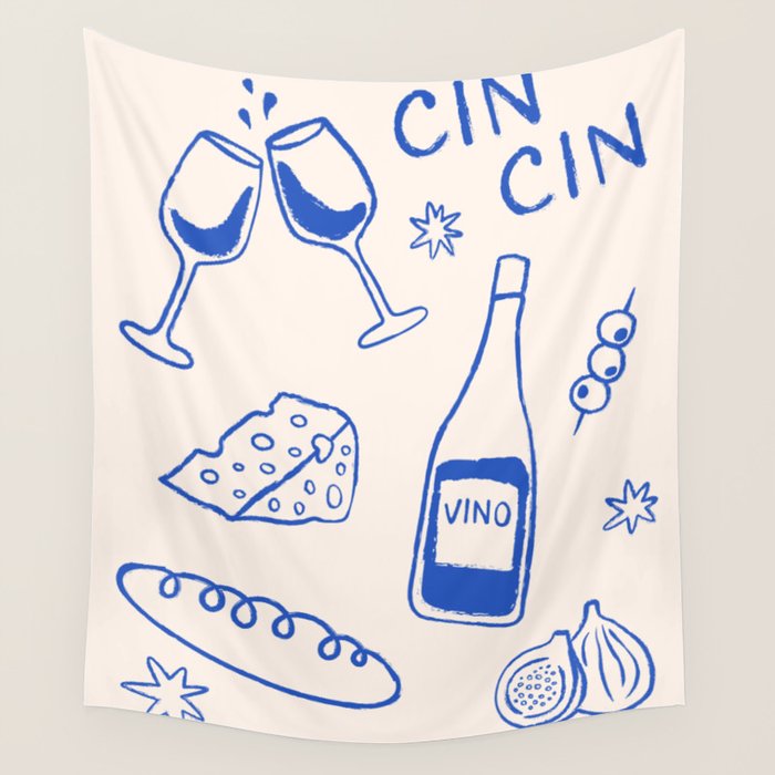 Wine and Cheese. Cheers Wall Tapestry Gallery Image 4