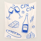 Wine and Cheese. Cheers Wall Tapestry Gallery Image 4