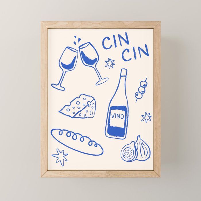 Wine and Cheese. Cheers Mini Art Print Gallery Image 1