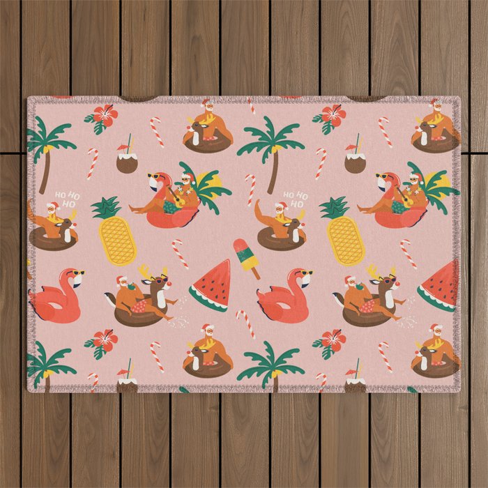 Hot Santa on vacation Outdoor Rug Gallery Image 1
