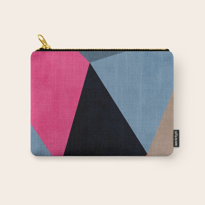 Orange Pink Fuchsia Black Geometric Abstract I Carry All Pouch Gallery Image 1