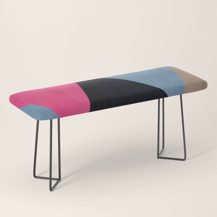 Orange Pink Fuchsia Black Geometric Abstract I Bench Gallery Image 1