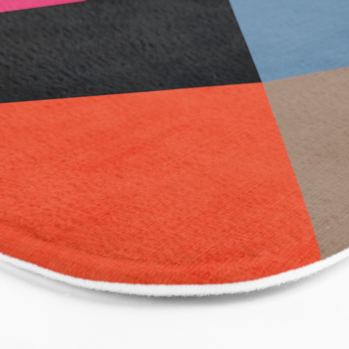 Orange Pink Fuchsia Black Geometric Abstract I Bath Mat Gallery Image 3