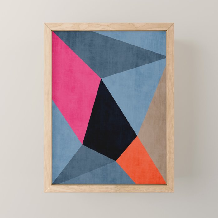 Orange Pink Fuchsia Black Geometric Abstract I Mini Art Print Gallery Image 1