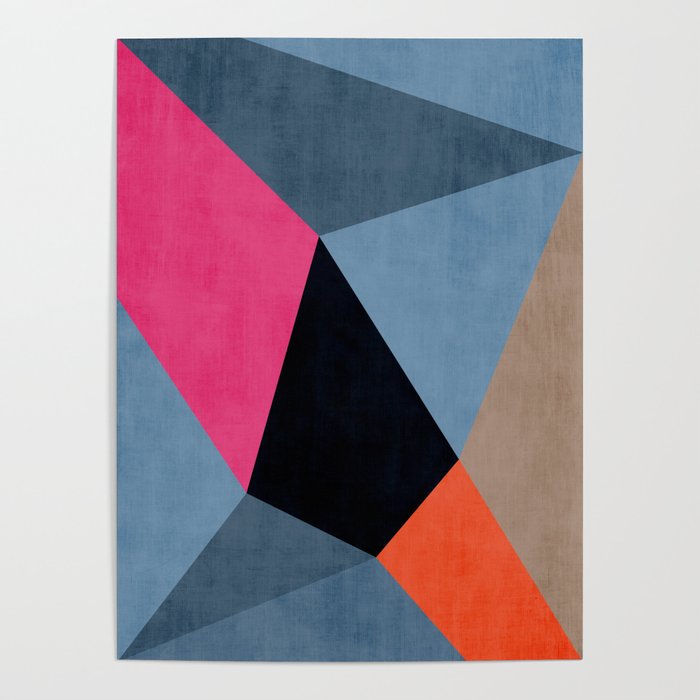 Orange Pink Fuchsia Black Geometric Abstract I Poster Gallery Image 1