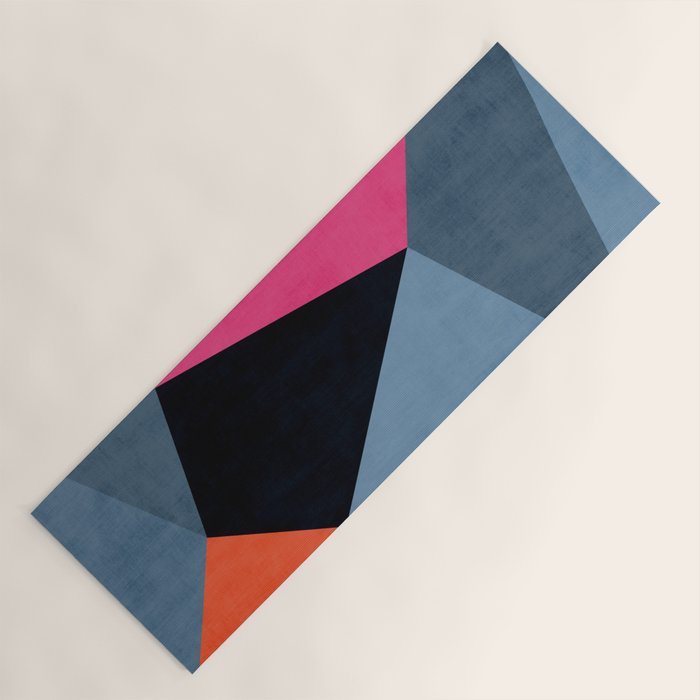 Orange Pink Fuchsia Black Geometric Abstract I Yoga Mat Gallery Image 1