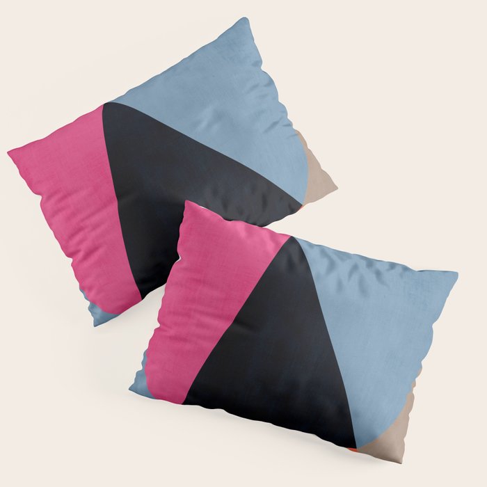 Orange Pink Fuchsia Black Geometric Abstract I Pillow Sham Gallery Image 1
