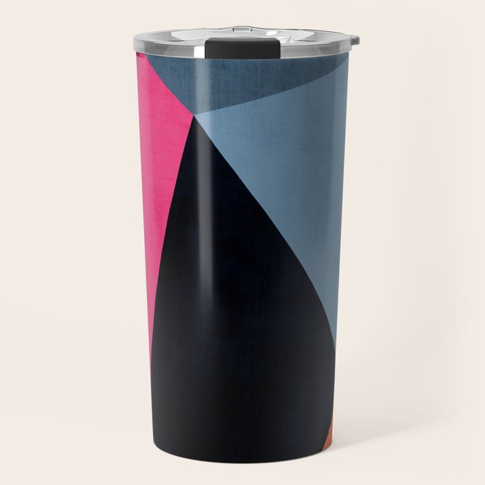 Orange Pink Fuchsia Black Geometric Abstract I Travel Mug Gallery Image 1